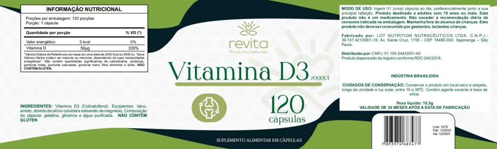 Vitamina D3 2000ui Revita 120 Cápsulas - Image 2