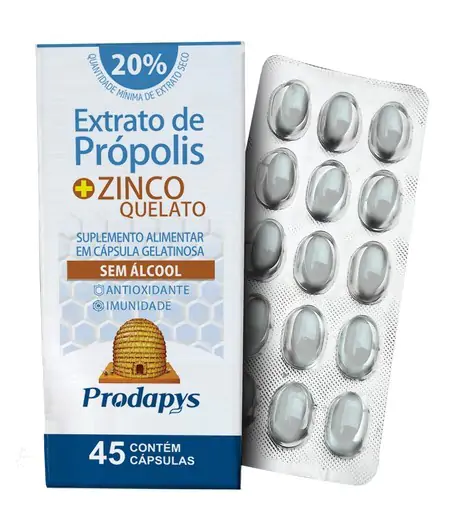 Extrato de Própolis c/ ZINCO SUPLEMENTO ALIMENTAR - 45 CAPS